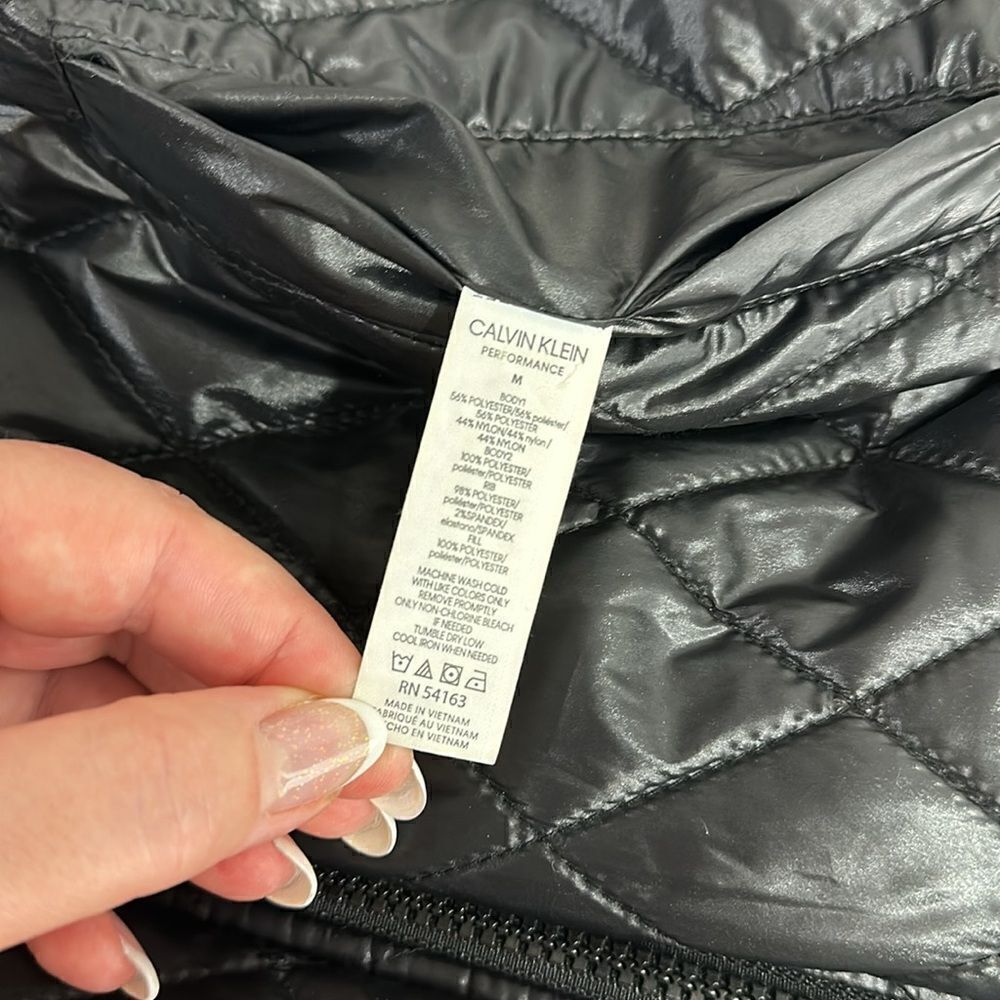 Calvin Klein Performance Reversible Black Silver Quilted Bomber Jacket Size M - Picture 9 of 12